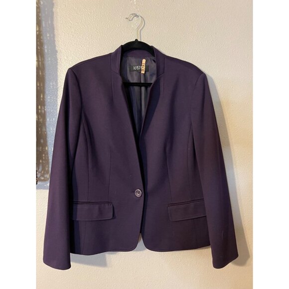 Kasper Separates Suit Jacket Blazer 14 Purple Grape Classic 1 Button Stretch - Picture 11 of 12